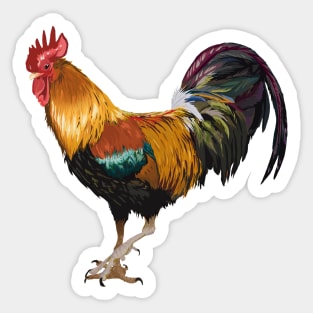 Many Colored Rooster Sticker